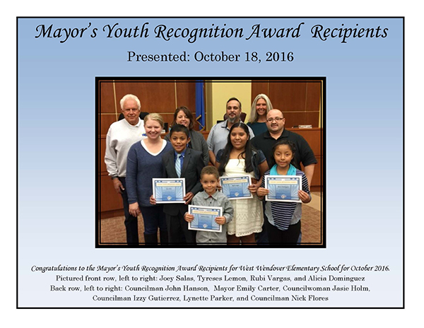 Mayors Award Recipients WWES October 2016-small