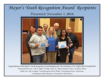 Mayors Award Recipients WWHS November 2016 (2)-small