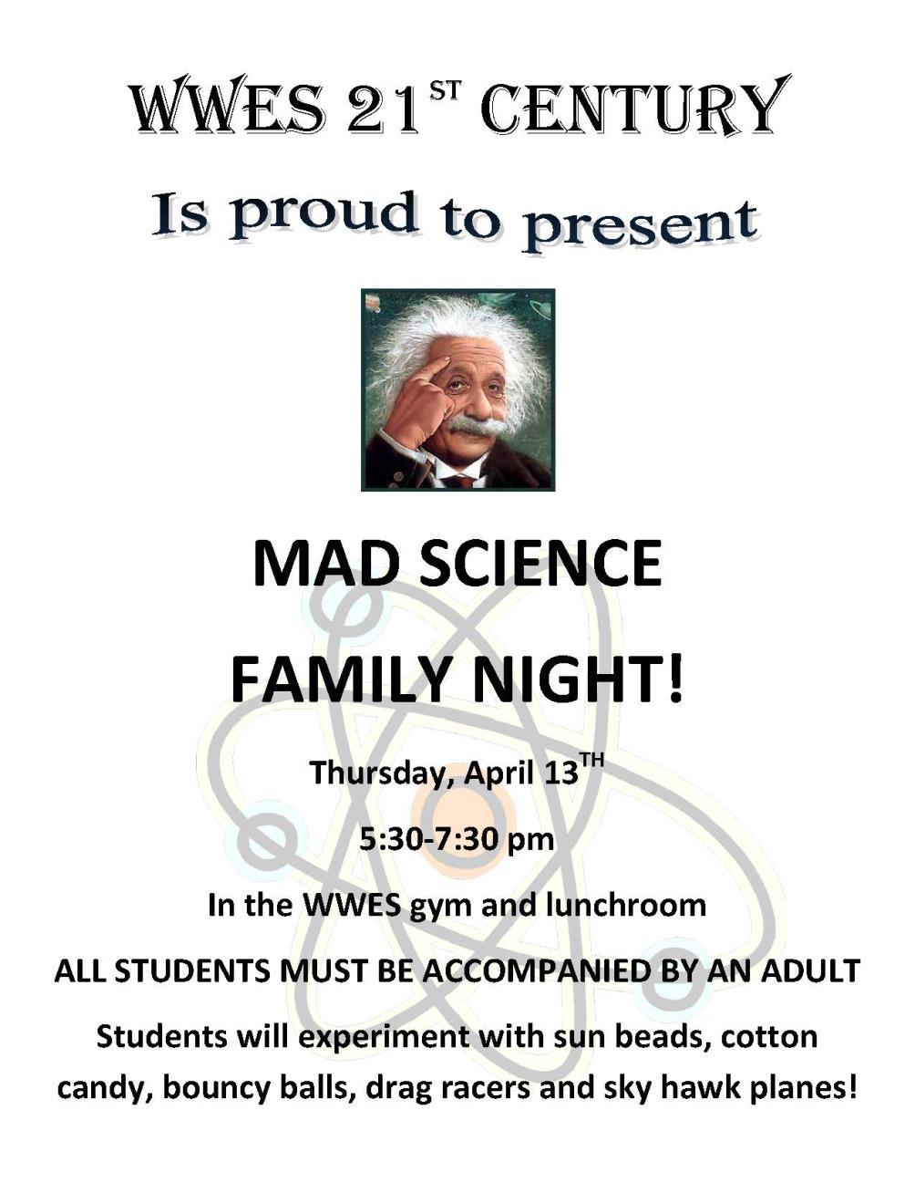 2017 West Wendover Elementary School, Mad Science Night Flyer Image