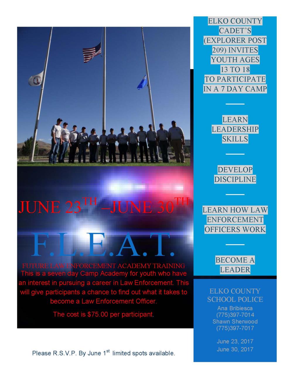 6-23-2017 Future Law Enforcement Academy Training Flyer Image