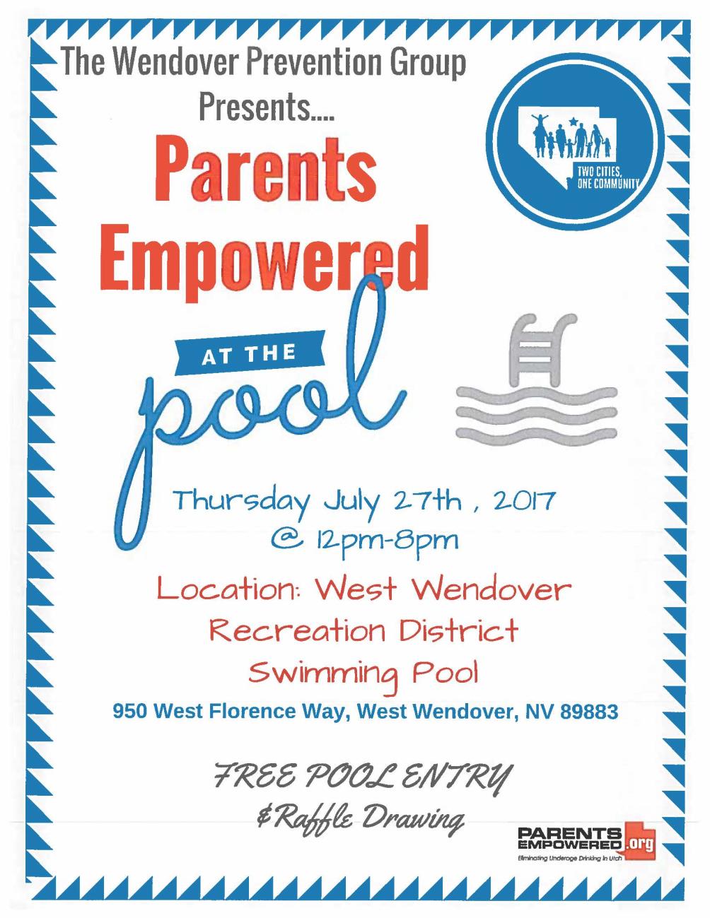 Image Parents Empowered Free Pool Day Flyer 7-27-17