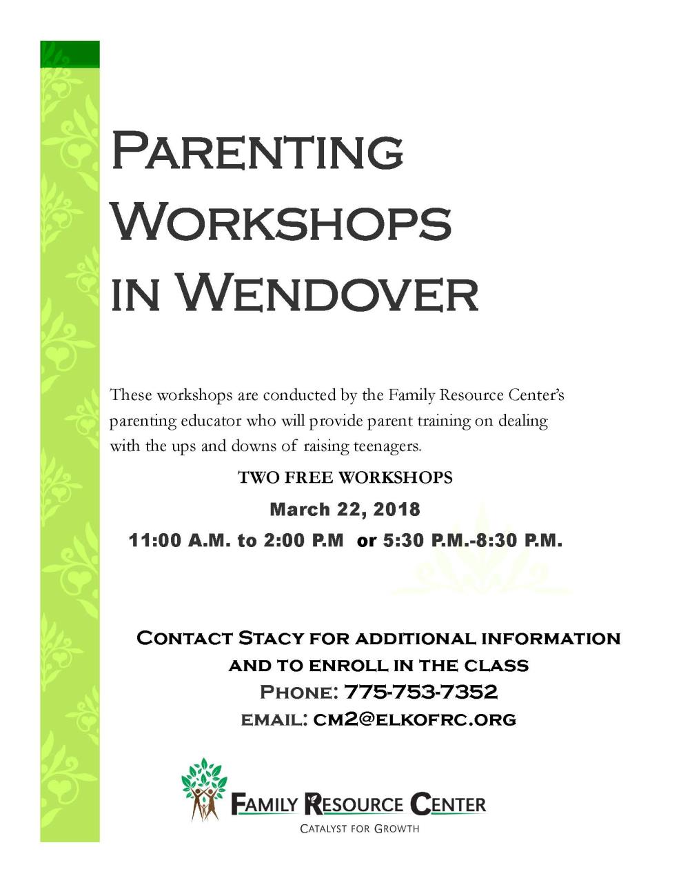 FRCNN Wendover Parent Education March 2018