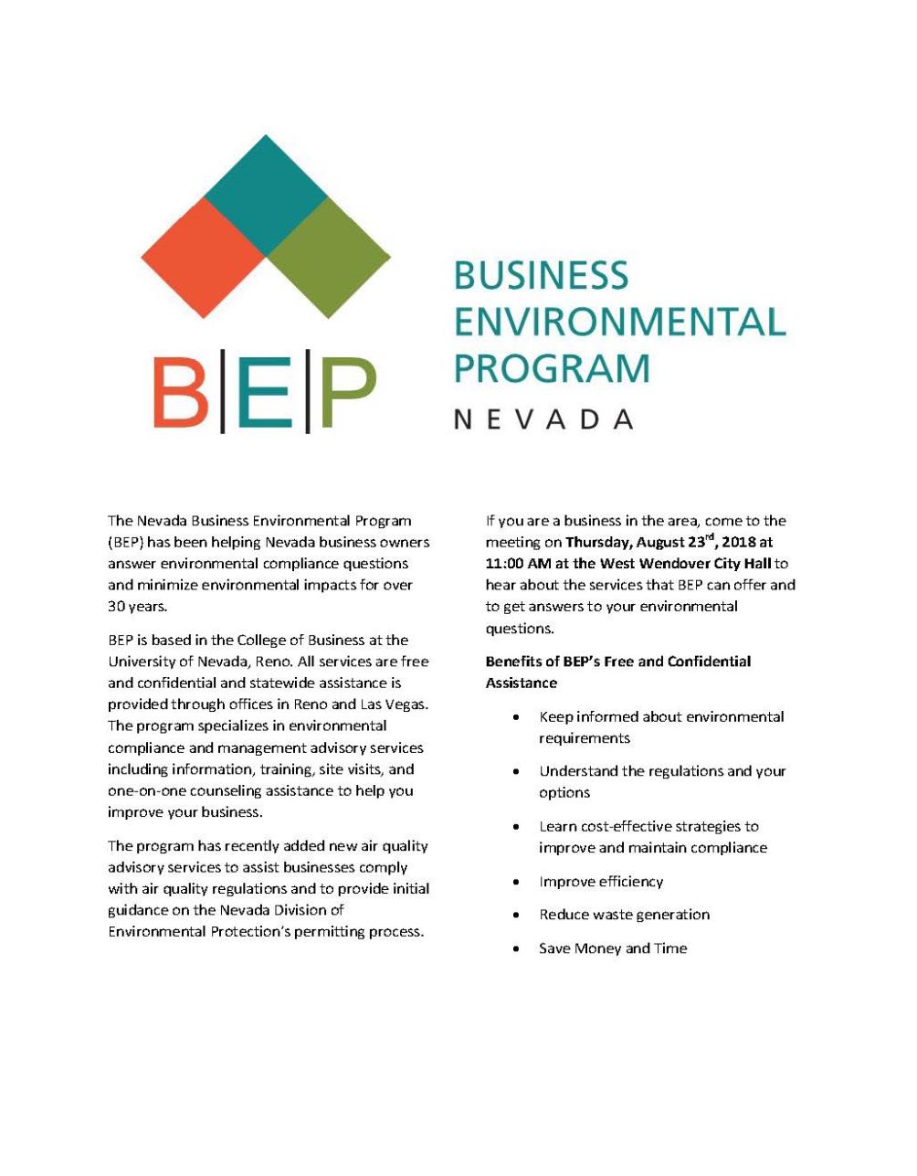 Business Environmental Program - Nevada 8-23-2018