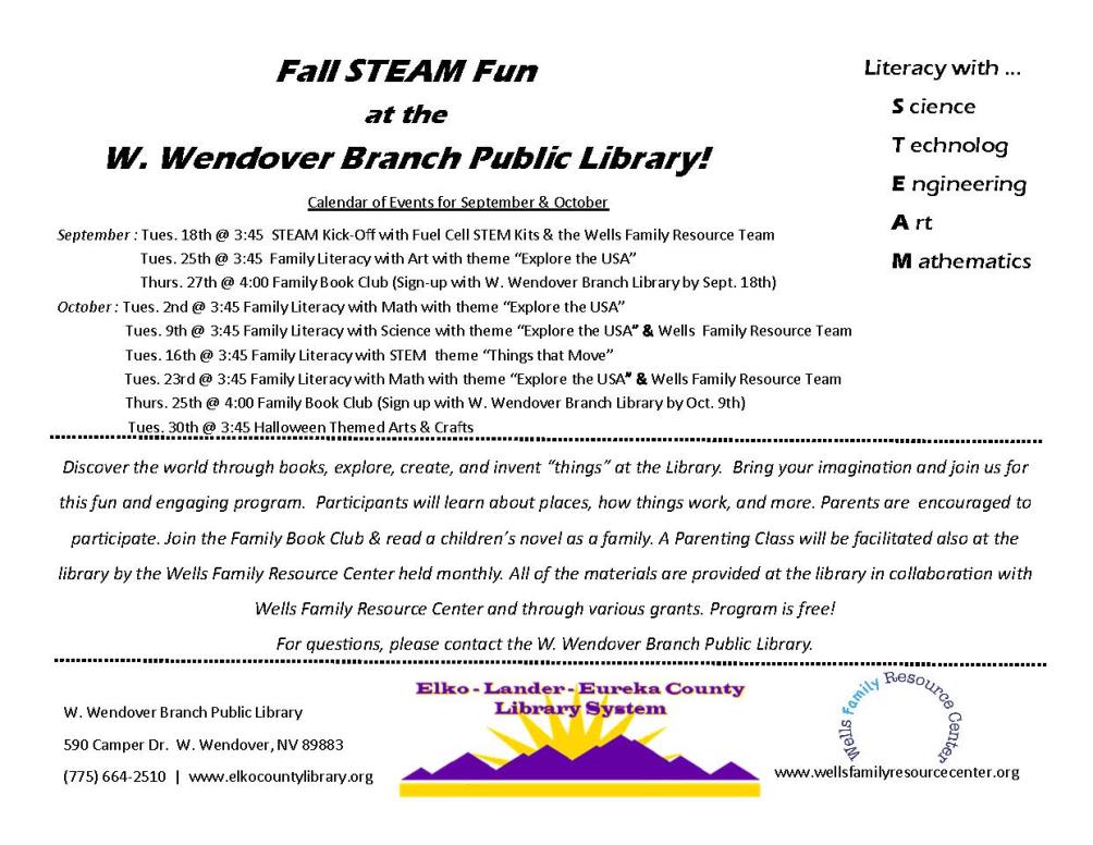 Fam LIt & Steam Sept Oct calendar 2018