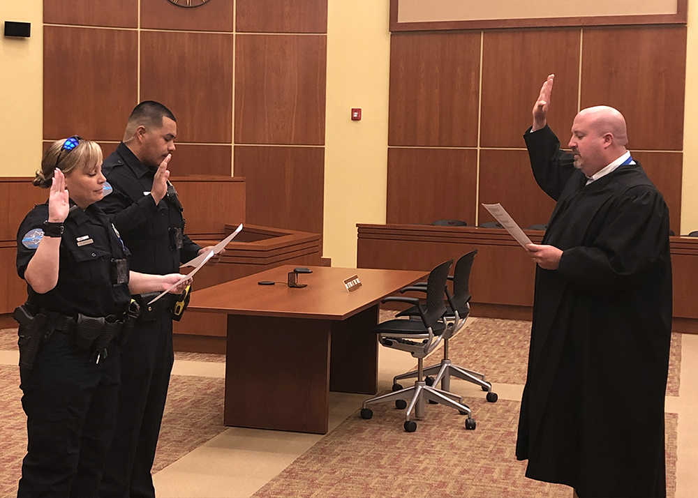 OfficerSwearingIn Hartsell, Escareno 7-2-2019