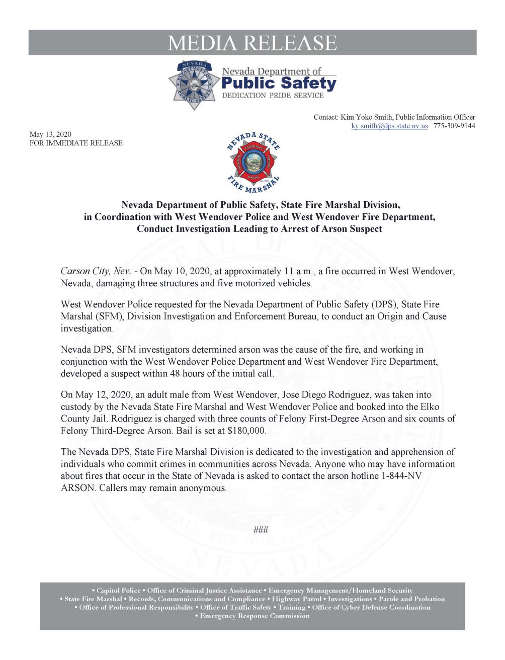 Nevada DPS, State Fire Marshal media release 5-13-2020(1)