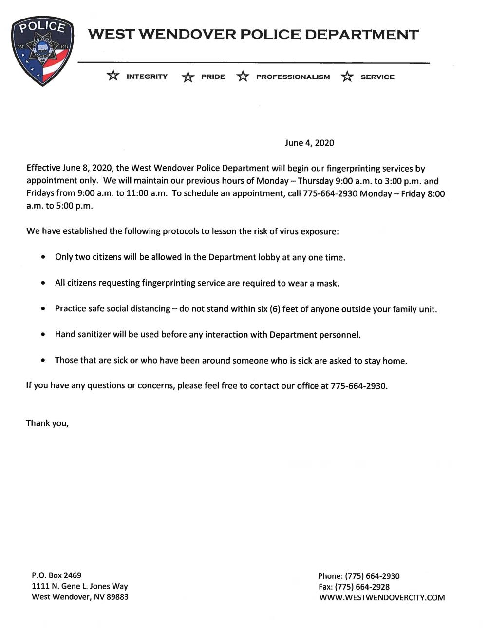 WWPD Fingerprint Notice 6-4-2020