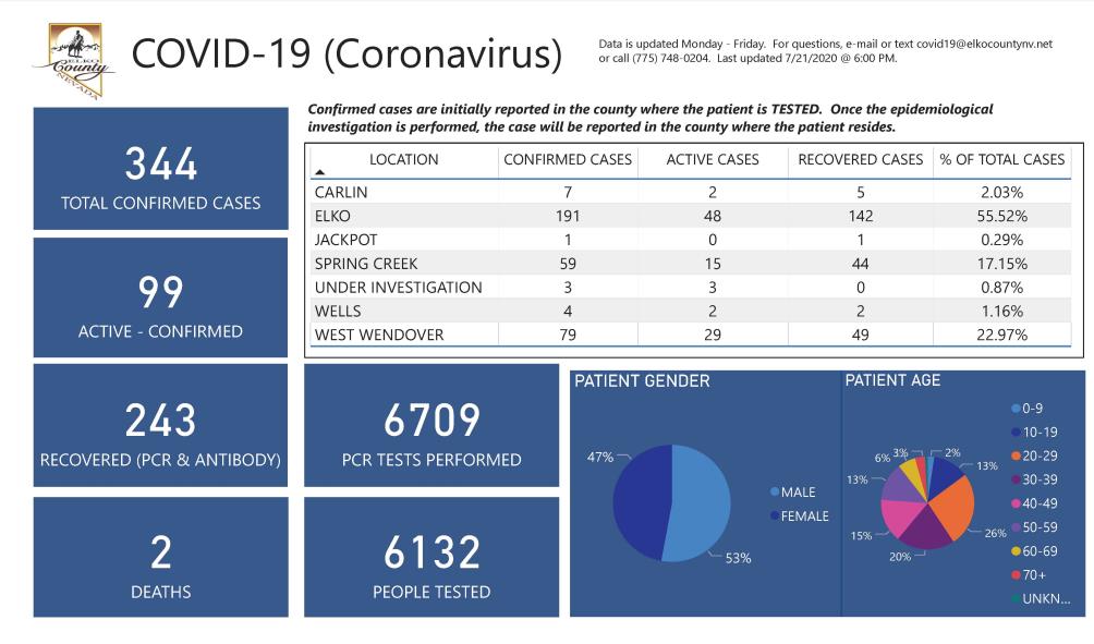 Elko County COVID-19 Dashboard  7.21.2020