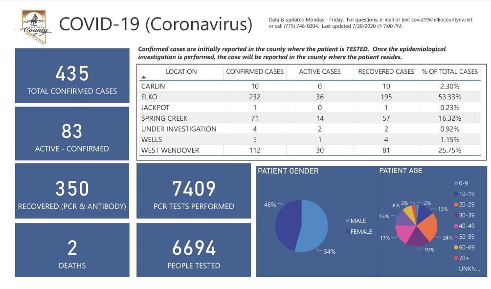 Elko County COVID-19 Dashboard  7.28.2020