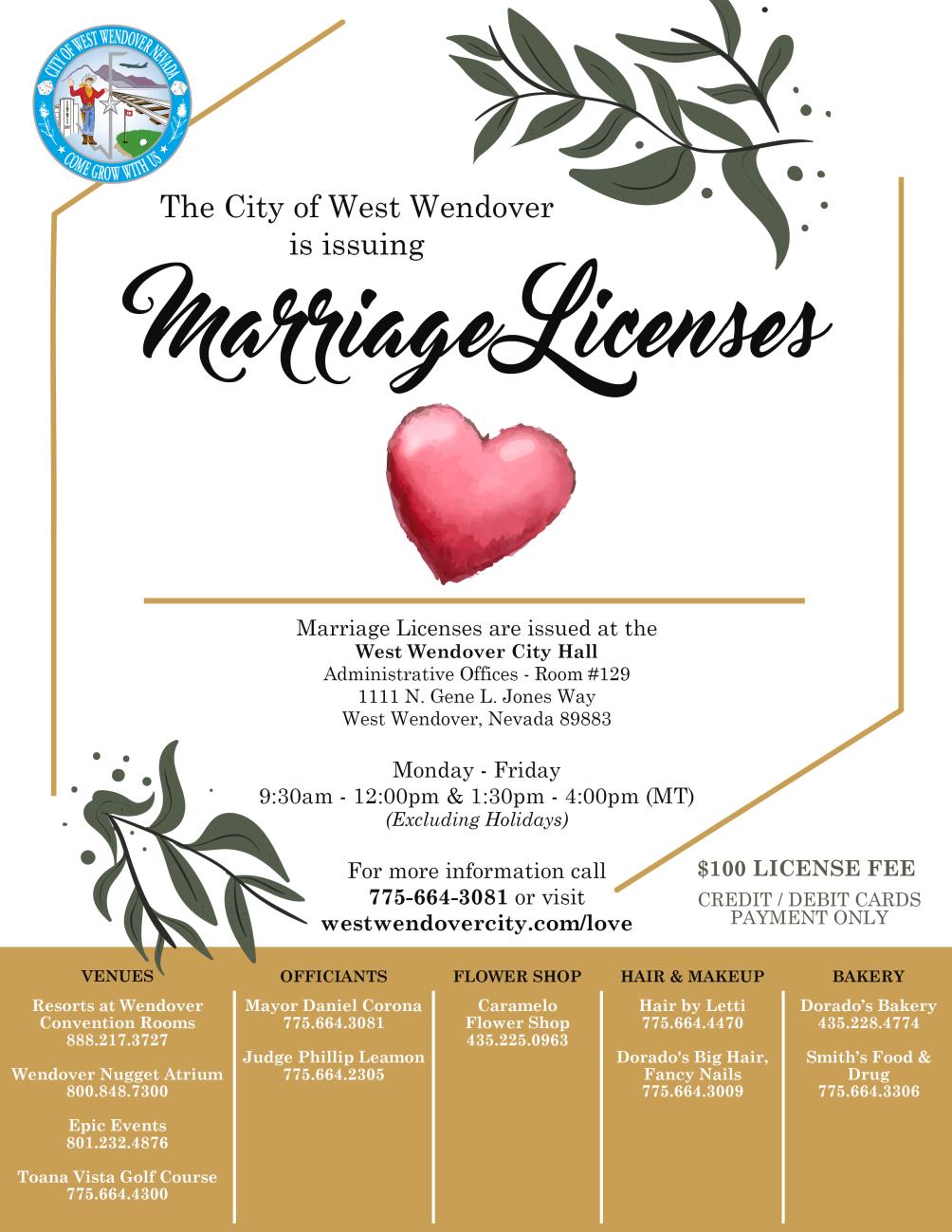 Marriage License Flyer Update 7-1-2021