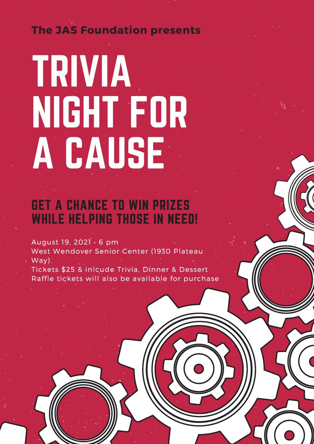 JAS Foundation Trivia Night Poster 8-19-2021