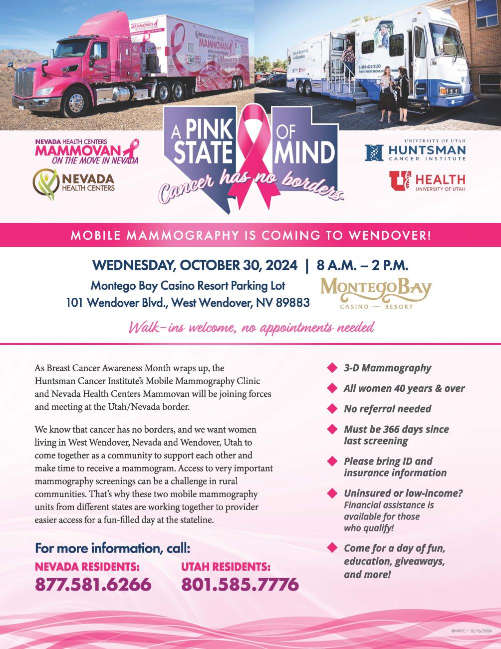 Nevada Health Centers, U of U Health and Huntsman Cancer Institute Team Up - October 30th - Cancer Has No Borders